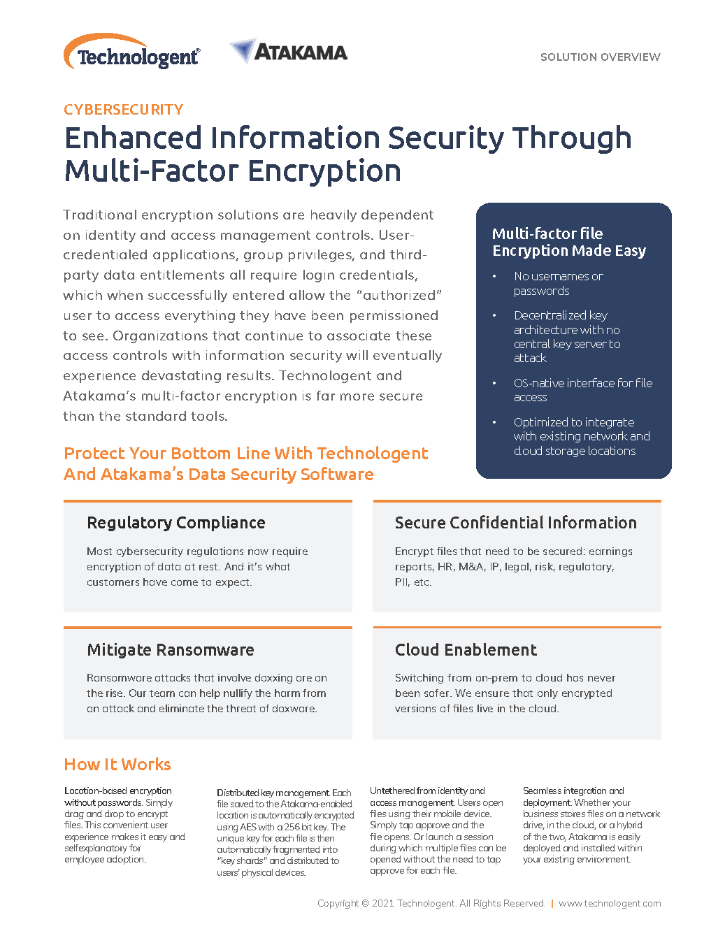 Technologent - Atakama Enhanced Information Security Through Multi-Factor Encryption 2021